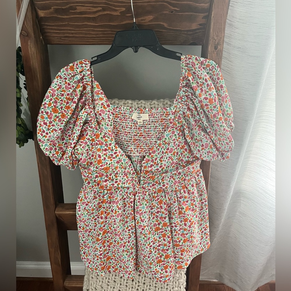 Vibrant colored floral top
